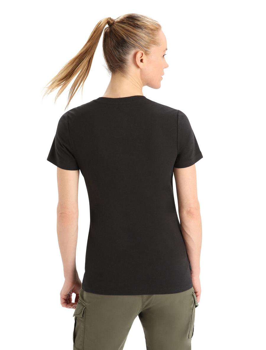 Black Icebreaker Merino Central Classic Short Sleeve Women's T Shirts | AU 1565AHKP